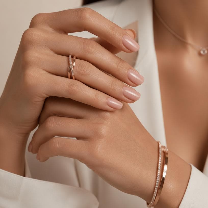 Manicure com esmalte nude rosa